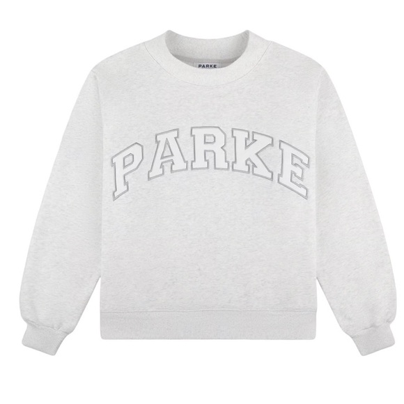 PARKE Fleece Varsity Mockneck Sweatshirt Heather Grey L/XL NEW - Picture 3 of 5